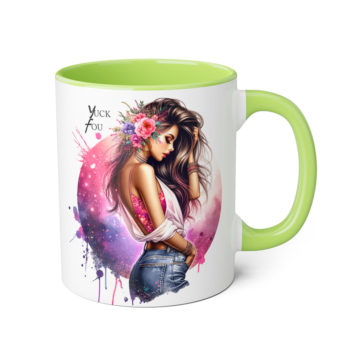 Yuck Fou Stylish Accent Mugs, Floral Design for Coffee Lovers, Unique Gift, Art Mug, Personalized Drinkware, Vibrant Tea Cups