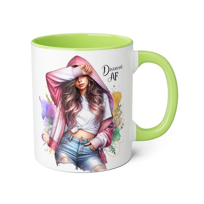 Trendy Accent Mug - 'Divorced AF' Design, Chic Gift for Friends, Coffee Lovers, Inspirational Drinkware, Birthday, Everyday Use