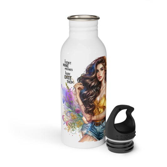 I Don't Make Mistakes, I Date Them Vibrant Stainless Steel Water Bottle - Motivational Quote & Colorful Design, Eco-Friendly Drinkware, Fitness Hydration, Gift Idea