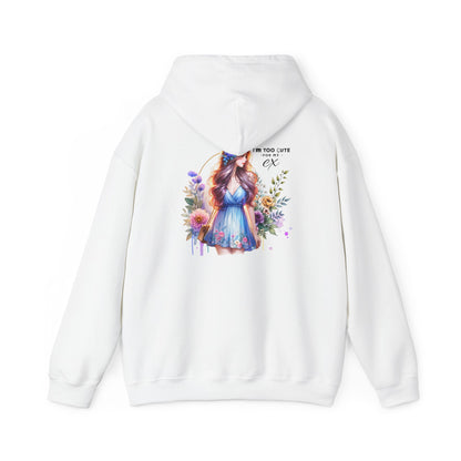 Too Cute For My Ex Floral Hoodie - Unisex Sweatshirt, Graphic Sweatshirt, Gift for Her, Cute Outfit, Spring Fashion, Art-Inspired Clothing