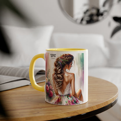 Straight Outta Divorced Humoristic Elegant Floral Accent Mug, Artistic Coffee Cup, Gift for Her, Home Decor, Tea Lover's Mug, Birthday Gift Idea, Wedding Favor