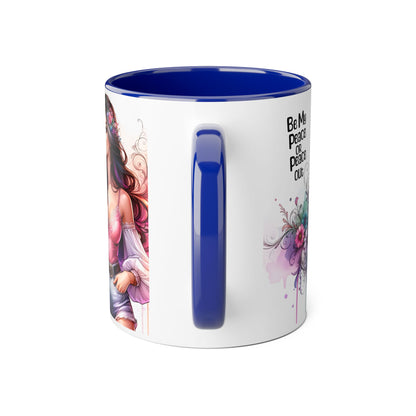 Bohemian Accent Mug, Be My Peace or Peace Out Gift, Artistic Coffee Mug, Floral Coffee Cup, Gift for Her