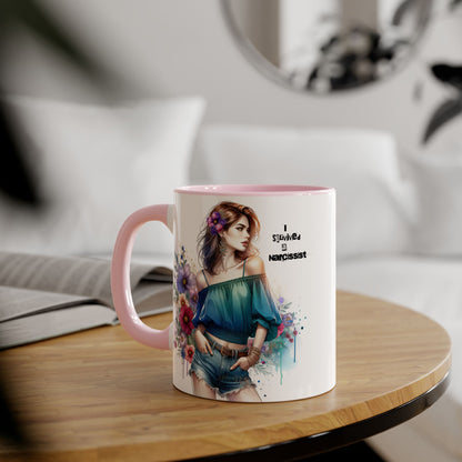 Stylish Floral Accent Mug, Trendy Coffee Cup, Gift for Her, Birthday Mug, Inspirational Drinkware