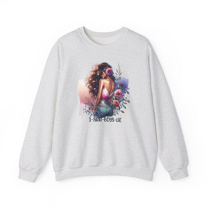 1-800-Boys-Lie Boss Babe Floral Sweatshirt | Unisex Comfortable Crewneck, Trendy Gift for Her, Affirmation Clothing, Cozy Fashion