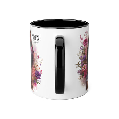 Straight Outta Divorced Humoristic Floral Portrait Accent Mug, Perfect Gift for Her, Coffee Lover, Home Decor, Stylish Drinkware, Mother's Day Gift, Inspirational Cup