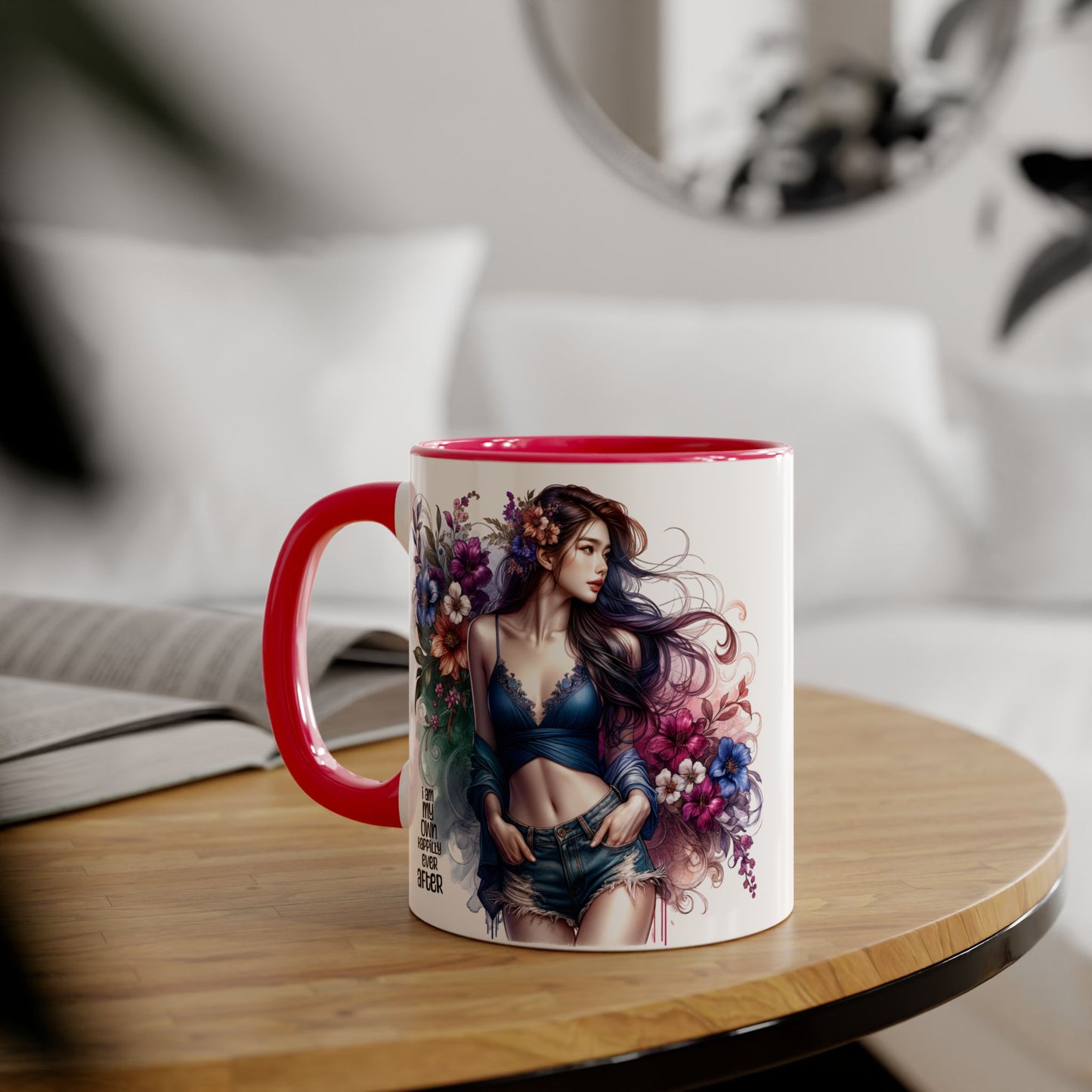 I Am My Own Happily Ever After Whimsical Floral Accent Mug - Perfect for Tea Lovers, Gift for Her, Custom Drinkware, Creative Home Decor, Inspirational Coffee Cup
