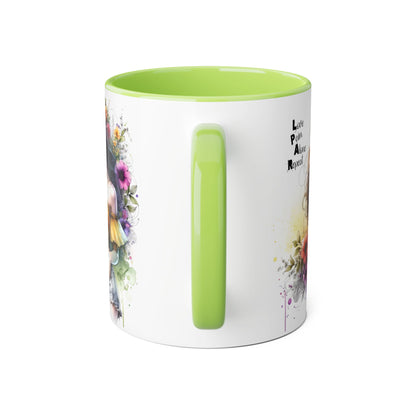 Colorful Artistic Accent Mug with Floral Design, Boho Coffee Cup, Gift for Her, Unique Tea Mug, Inspirational Quote Mug