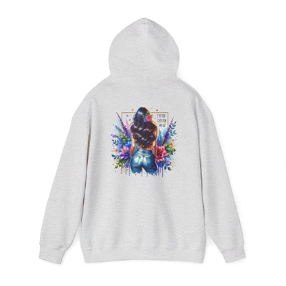 I'm Too Cute For My Ex Vibrant Art Hooded Sweatshirt - Cozy Unisex Sweatshirt, Floral Design, Gift for Her, Fashionable Layer, Casual Wear, Stylish Comfort