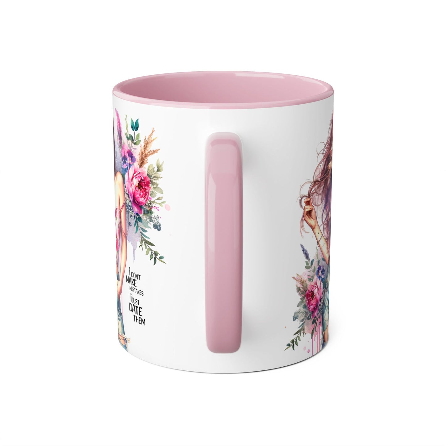 I Don't Make Mistakes, I Date Them Bohemian Floral Accent Mug, 11oz - Perfect Gift for Women, Art Lover Mug, Cute Coffee Cup, Birthday Gift, Home Decor