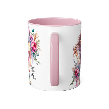 I Don't Make Mistakes, I Date Them Bohemian Floral Accent Mug, 11oz - Perfect Gift for Women, Art Lover Mug, Cute Coffee Cup, Birthday Gift, Home Decor