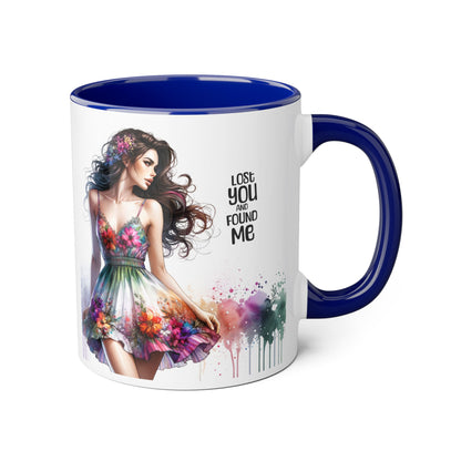 Lost You and Found Me Floral Dreamer Accent Mug | Colorful Coffee Cup | Inspirational Gift for Her | Artistic Drinkware | Perfect for Holidays & Celebrations