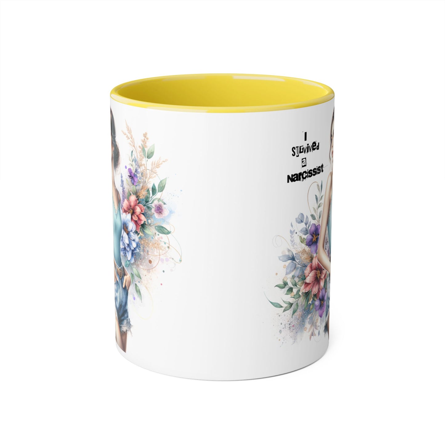 Narcissist Accent Mug, Unique Coffee Cup Gift, Floral Design Mug, Perfect for Self-Care Lovers, Inspirational Drinkware