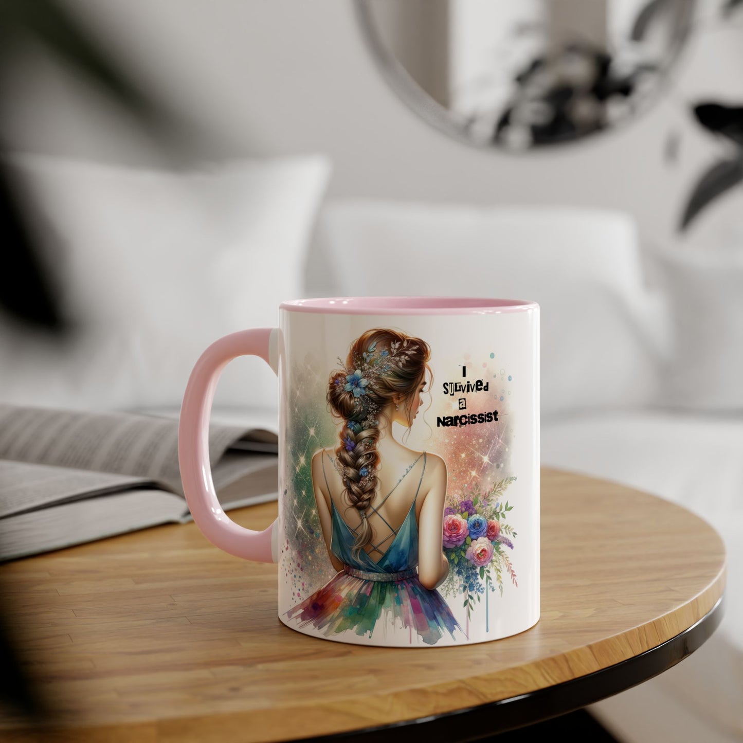 Beautiful Artistic Accent Mug - Unique Coffee Cup for Women, Gift for Her, Bohemian Style Drinkware, Perfect for Birthdays and Celebrations