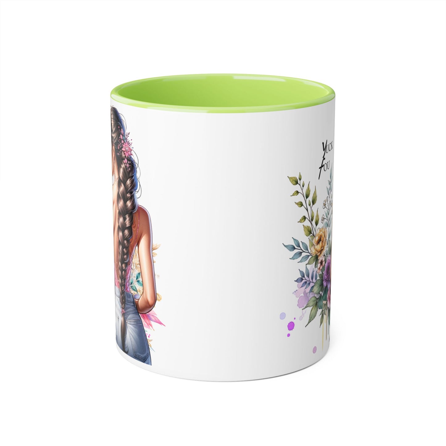 Yuck Fou Floral Art Accent Mug, Inspirational Coffee Cup, Unique Gift for Her, Mother’s Day Present, Home Decor, Art Lover Mug