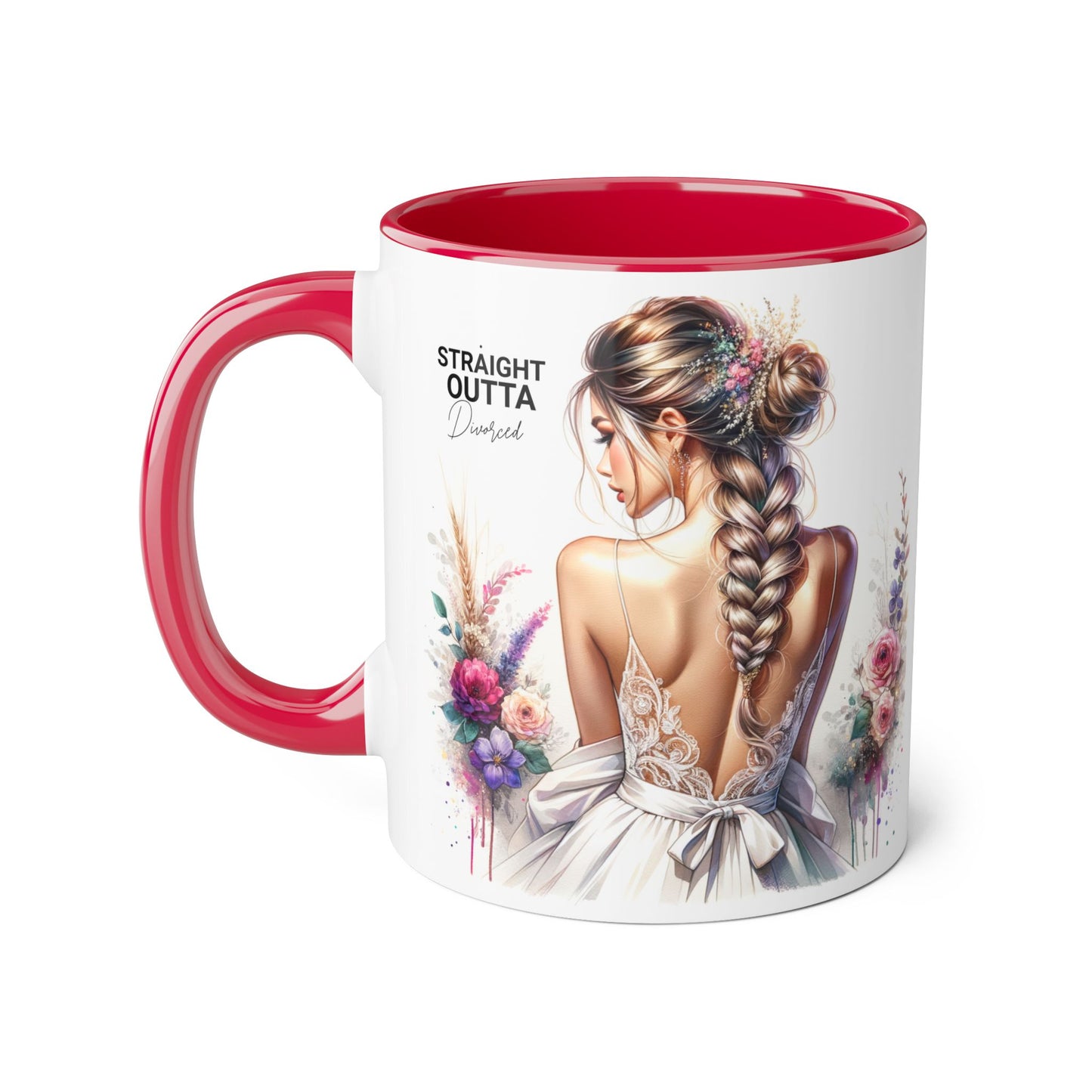 Straight Outta Divorced Humoristic Elegant Floral Accent Mug, Perfect Gift for Weddings, Bridesmaid, Coffee Lovers, Home Decor, Floral Mug, Art Mug