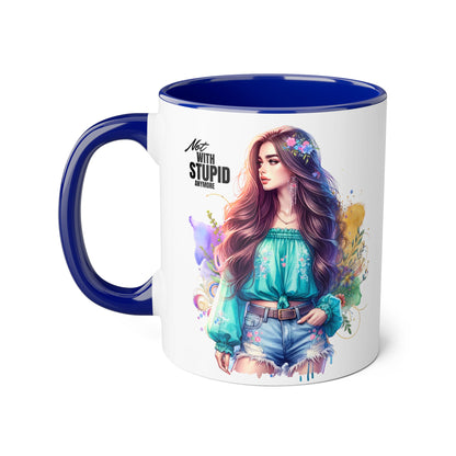 Not With Stupid Anymore Humoristic 11oz Accent Mug This humoristic mug