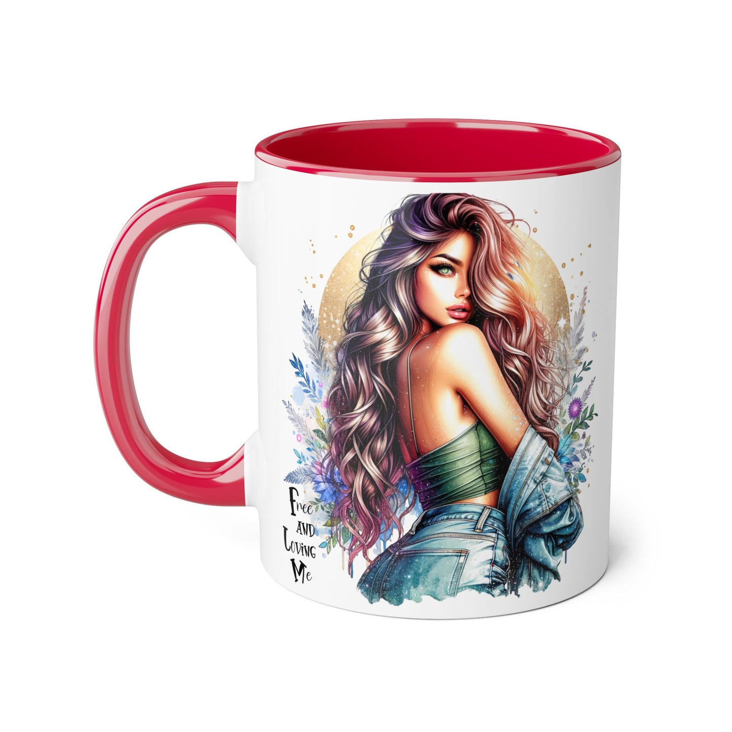 Artistic Accent Mug, Colorful Coffee Cup, Unique Gift for Her, Dreamy Floral Design, Ideal for Birthdays, Self-Care Moments