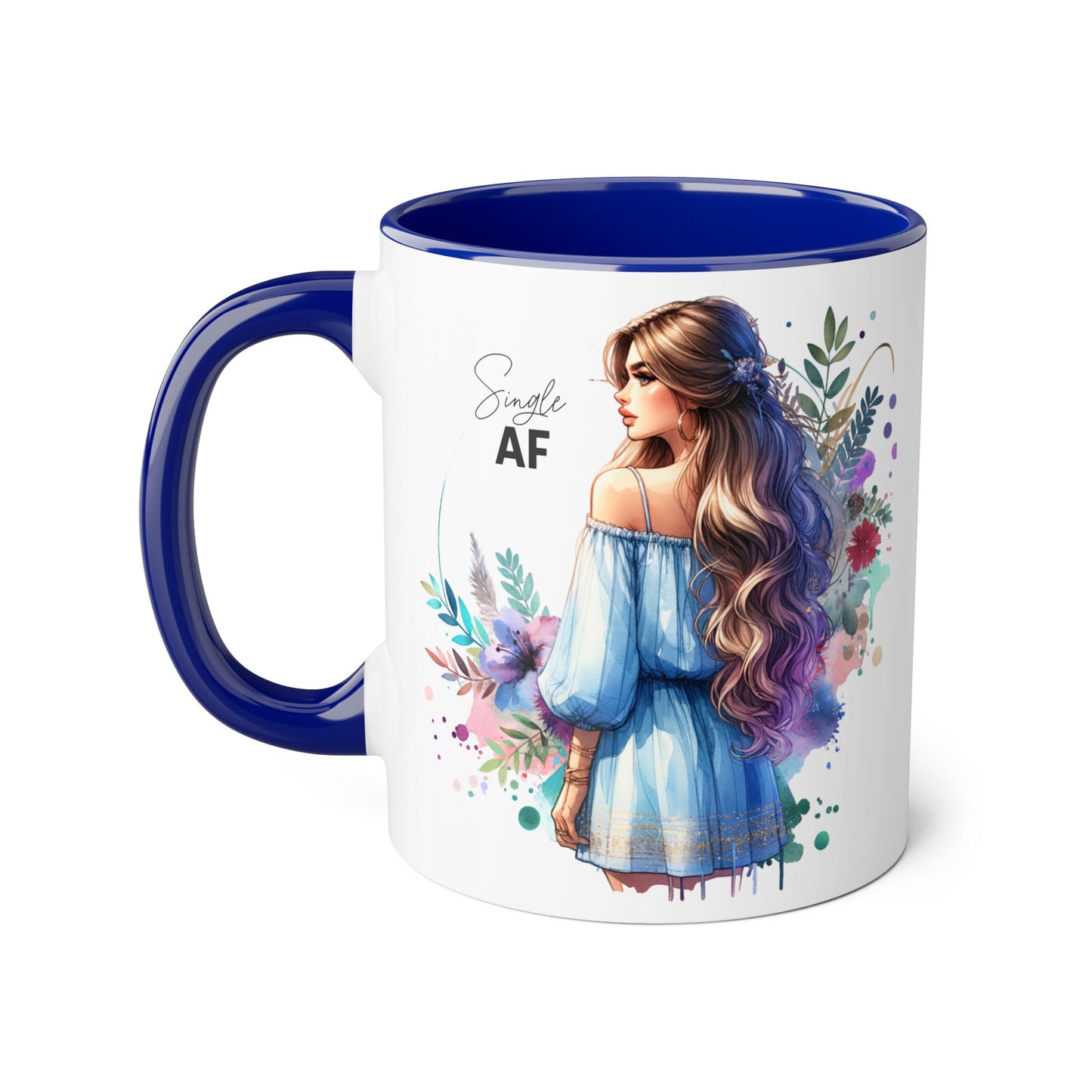 Single AF Boho Art Accent Mug, Unique Coffee Mug, Gift for Her, Floral Mug, Inspirational Mug, Perfect for Birthdays, Encouragement