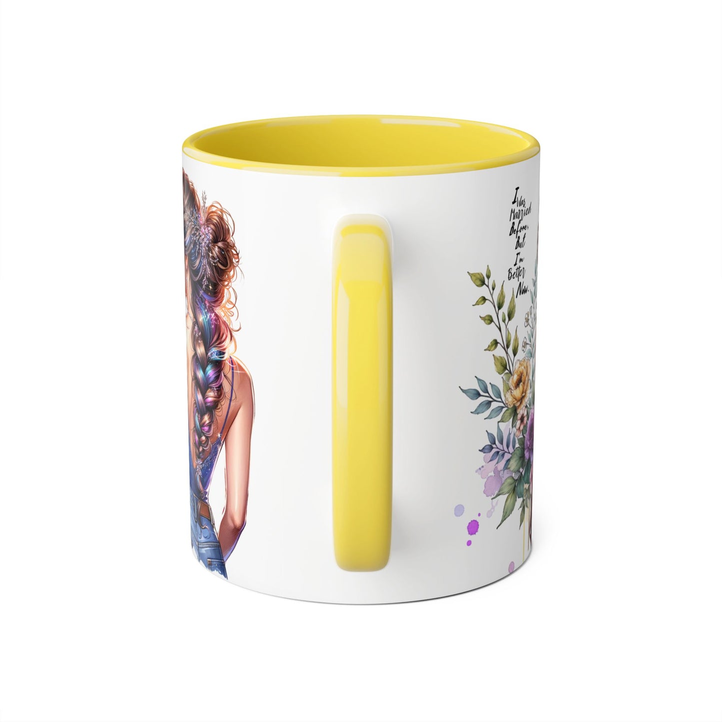 I Was Married Before But I'm Better Now Beautiful Floral Accent Mug - Inspirational Coffee Cup, Gift for Her, Home Decor, Tea Lover, Mother's Day, Birthday