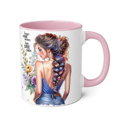 I Don't Make Mistakes, I Date Them Empowering Accent Mug, Inspirational Gift, Coffee Lover, Floral Design, Fun Quote, Ceramic Mug, Home & Kitchen Decor