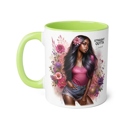Straight Outta Divorced Humoristic Floral Portrait Accent Mug, Perfect Gift for Her, Coffee Lover, Home Decor, Stylish Drinkware, Mother's Day Gift, Inspirational Cup