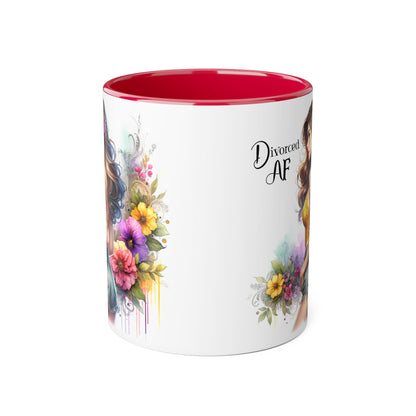 Divorced AF Floral Accent Mug, Humor Coffee Cup, Gift for Divorce Celebration, Self-Love Mug, Unique Present for Her