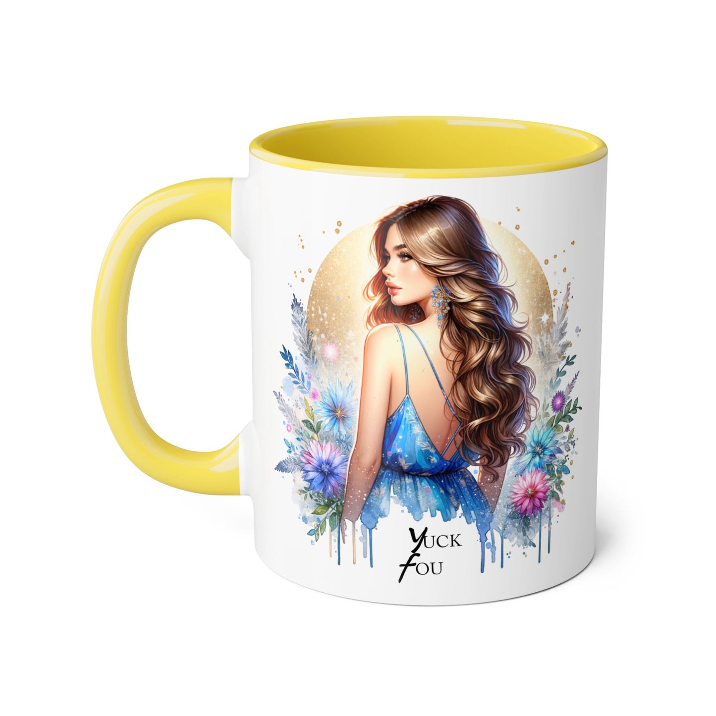 Yuck Fou Floral Accent Mug Collection - Inspirational Coffee Cup for Women, Unique Gift for Friends, Home Decor, Birthday Present, Self-Care Tea Mug