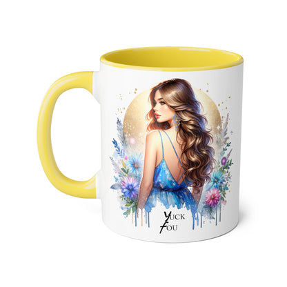 Yuck Fou Floral Accent Mug Collection - Inspirational Coffee Cup for Women, Unique Gift for Friends, Home Decor, Birthday Present, Self-Care Tea Mug