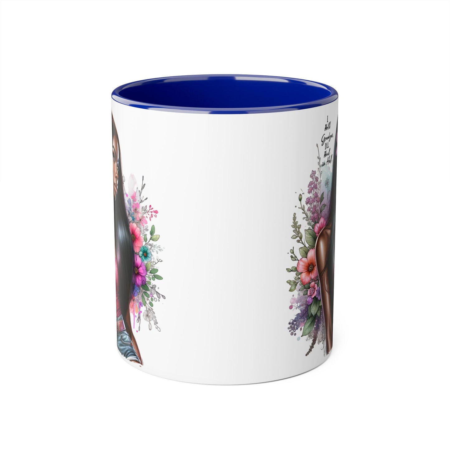 I Hold Grudges, I'll Heal in Hell  Humoristic Floral Portrait Coffee Mug - Perfect Gift for Her, Stylish Home Decor, Inspirational Quote, Unique Tea Cup, Birthday Treat