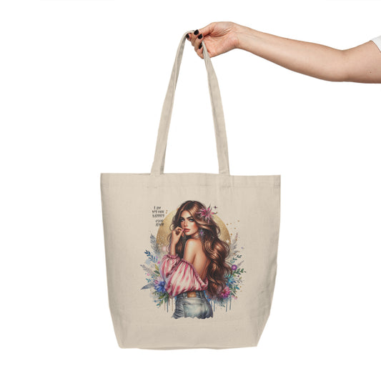 I Am My Own Happily Ever  After Gorgeous Floral Tote Bag with Inspirational Quote, Perfect for Shopping, Beach Days, Mother’s Day Gift, Eco-Friendly Tote