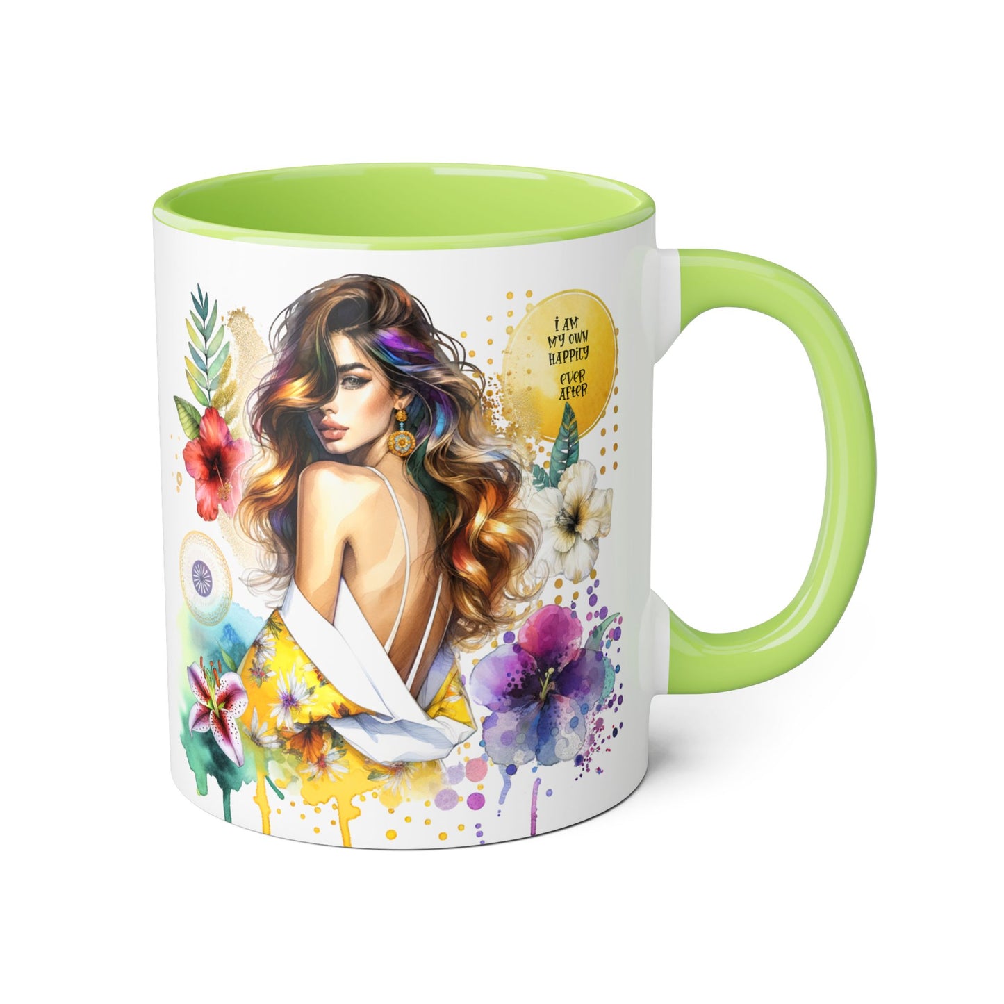 I Am My Own Happily Ever After Inspirational Floral Accent Mug - 11oz Motivational Coffee Cup for Women