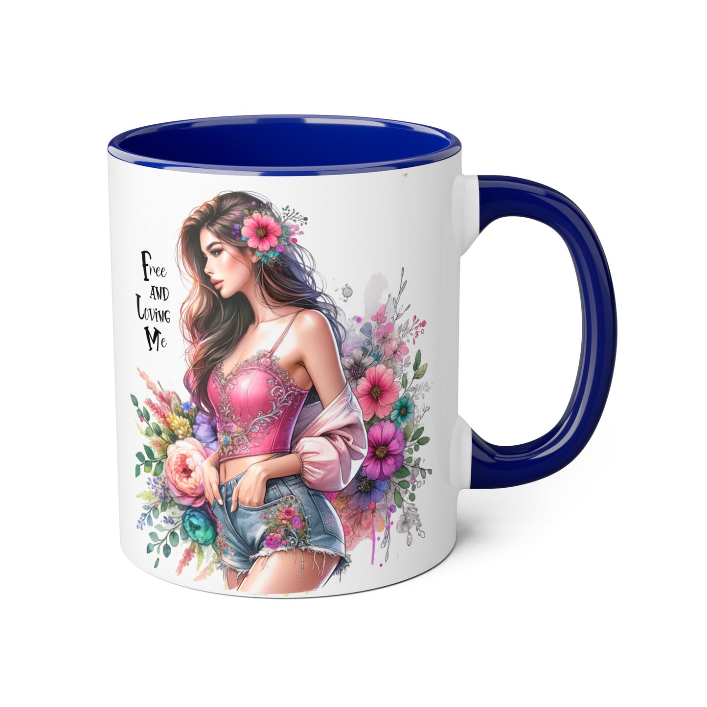 Bohemian Floral Accent Mug, 11oz Coffee Cup, Artisanal Drinkware, Perfect Gift for Nature Lovers, Inspirational Quote Mug, Unique Home Decor