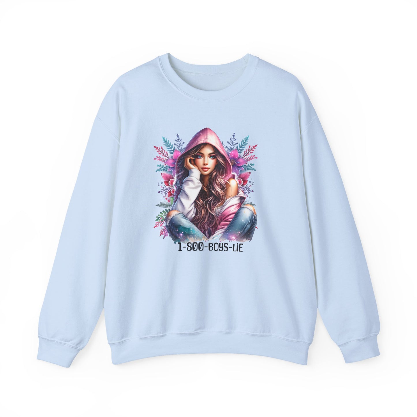 1-800-Boys-Lie Chic Floral Sweatshirt, Cozy Crewneck, Fall Fashion, Gift for Her, Self-Care Sweater, Cute Relaxed Fit