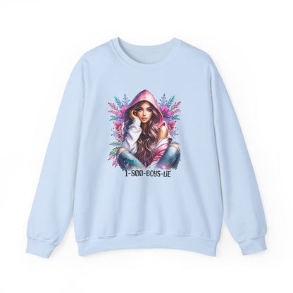 1-800-Boys-Lie Chic Floral Sweatshirt, Cozy Crewneck, Fall Fashion, Gift for Her, Self-Care Sweater, Cute Relaxed Fit