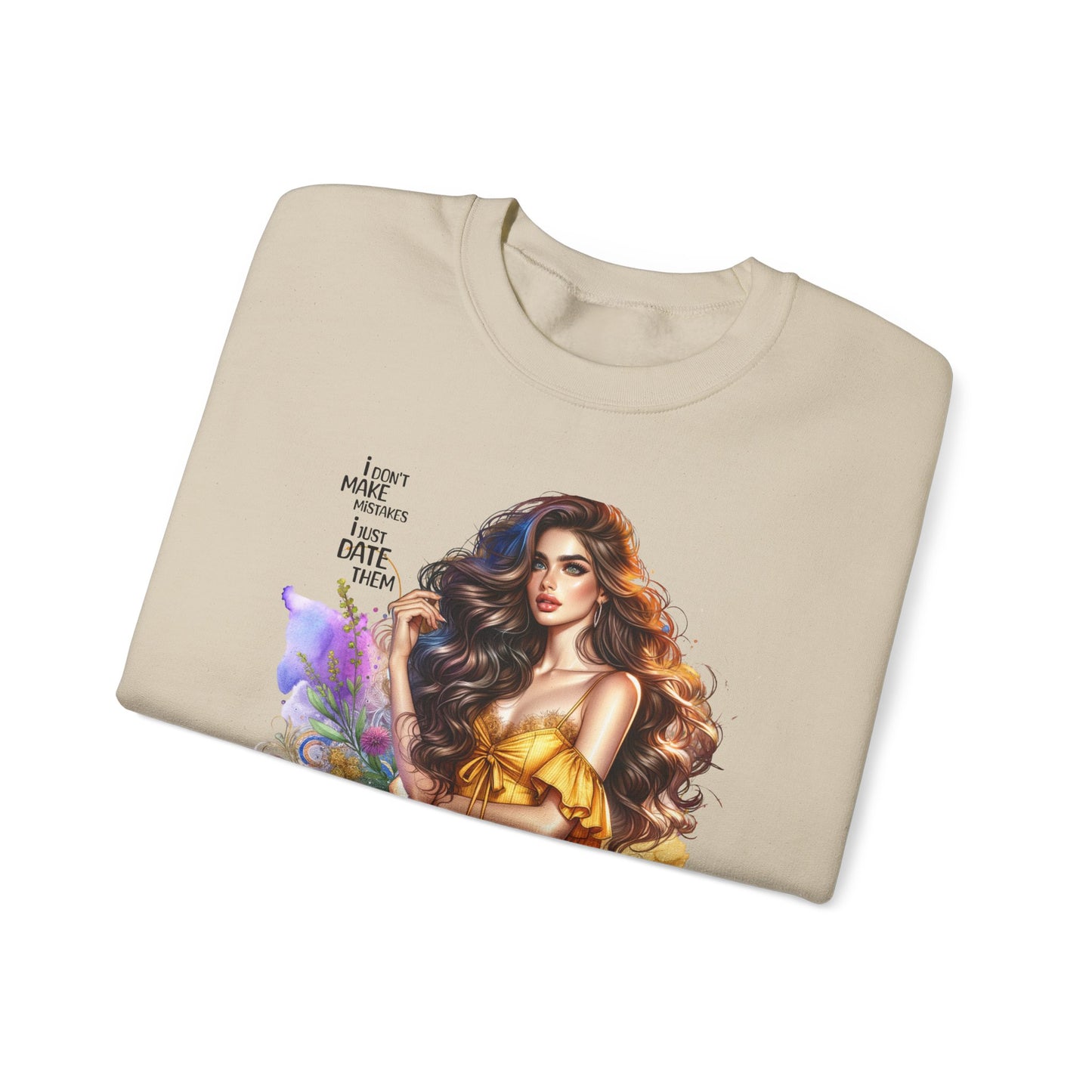 I Don`t  Make Mistakes, I Just Date Them Artistic Crewneck Sweatshirt - Perfect for Casual Outings, Gifts, Festivities, and Everyday Comfort, Featuring Colorful Designs