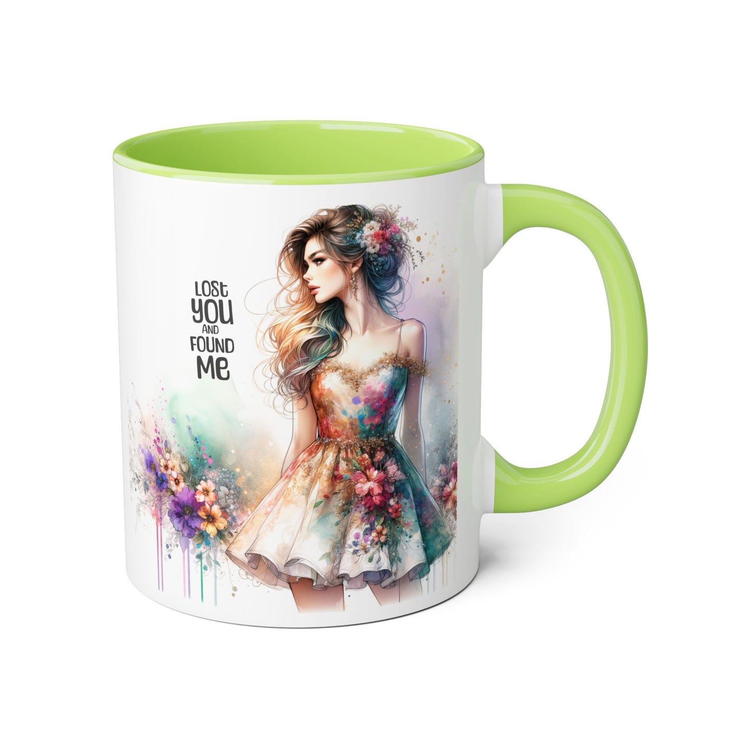 Lost You and Found Me Elegant Floral Accent Mug - Lost You Found Me, Coffee Lover Gift, Unique Drinkware, Artistic Home Decor, Empowering Message Mug