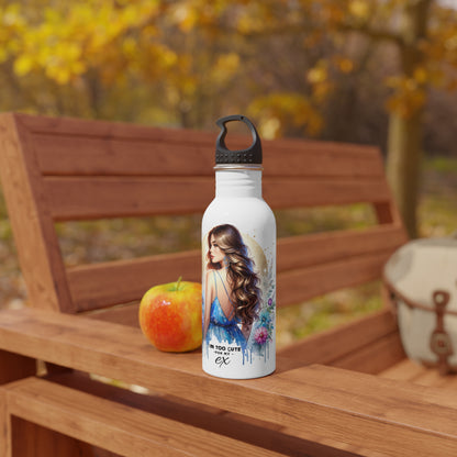 I'm Too Cute For My Ex Floral Girl Stainless Steel Water Bottle, Travel Mug, Hydration Bottle, Gift for Her, Sports Bottle, Eco-Friendly Water Container