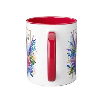 Single AF Vibrant Floral Accent Mug, Coffee Cup for Her, Gift for Friends, Inspirational Kitchen Decor, Unique Art Mug, Stylish Drinkware