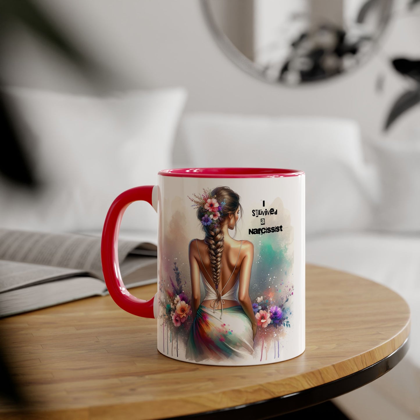 Chic Accent Mug, I Tried to be a Narcissist, Unique Gift, Floral Art, Coffee Lover, Home Decor, Inspiring Quote Mug