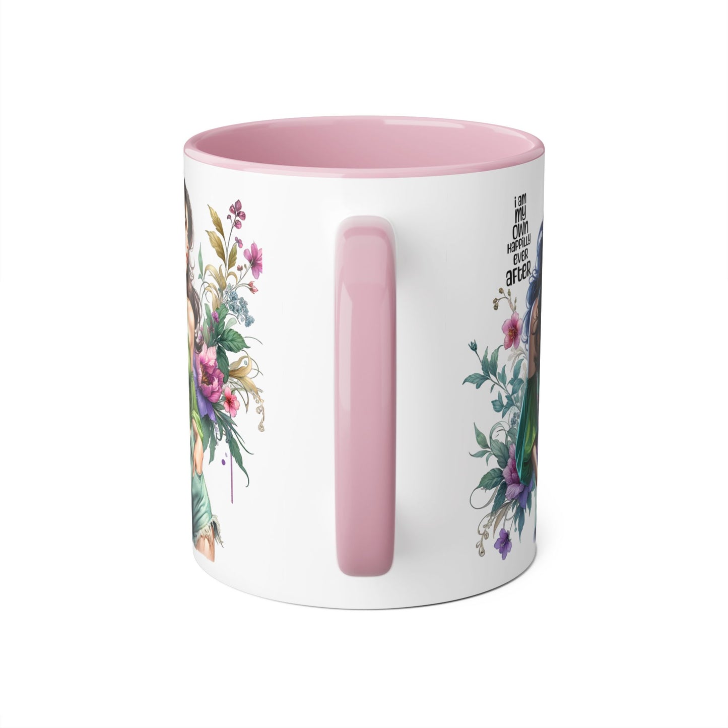 I Am My Own Happily Ever After Empowered Woman Accent Mug, Inspirational Coffee Cup, Floral Art Mug, Perfect Gift for Her, Motivational Drinkware