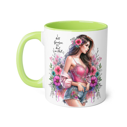 I Hold Grudges, I'll Heal in Hell  Humoristic Floral Accent Mug