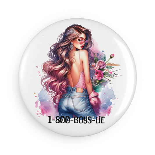 Chic Button Magnets, Colorful Floral Decor, Gift for Her, 1-800-BOYS-LIE, Fun Fridge Decor, Trendy Accessories