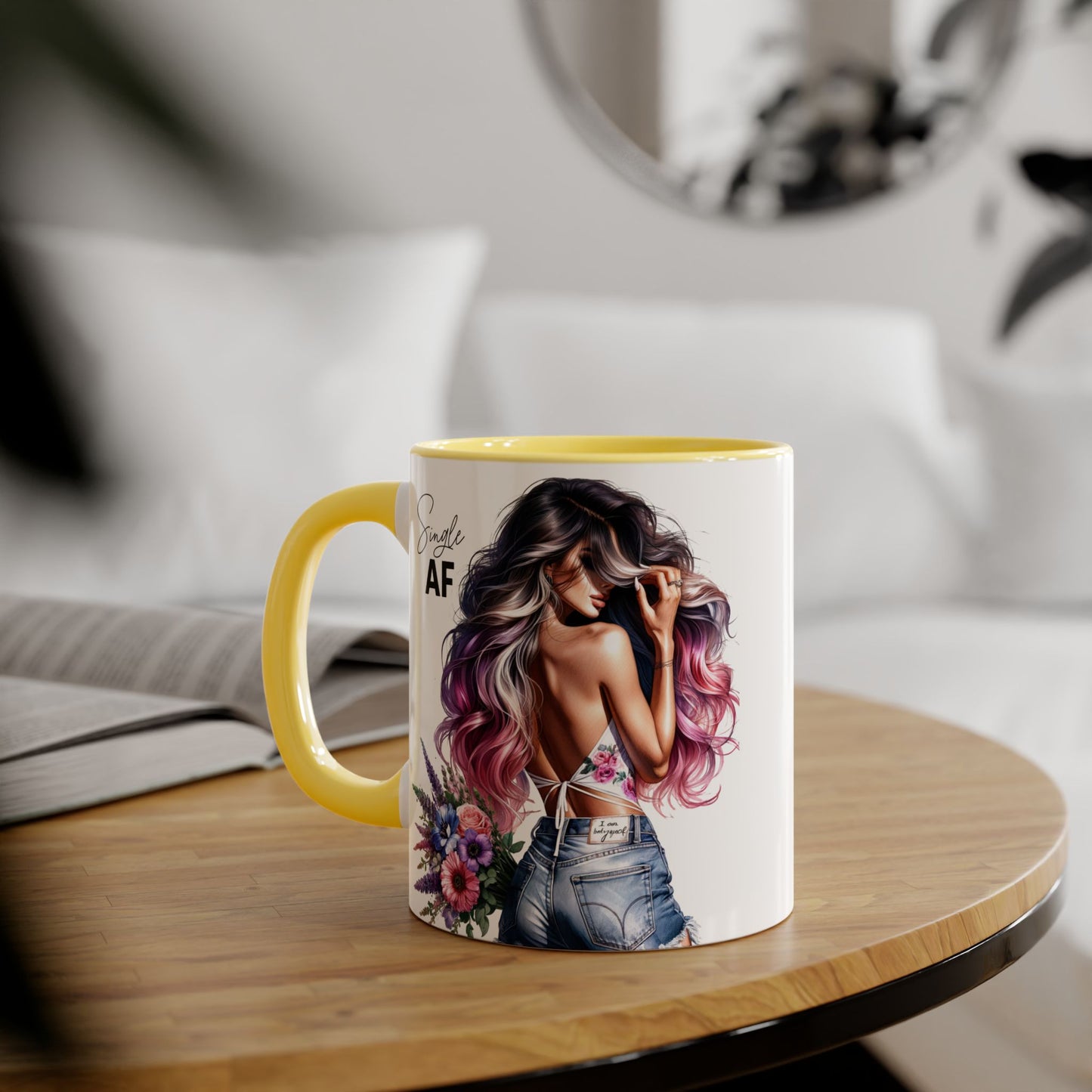 Single AF Bold Floral Single AF Accent Mug - Perfect for Coffee Lovers, Gifts for Her, Self-Care, Celebration, Home Decor