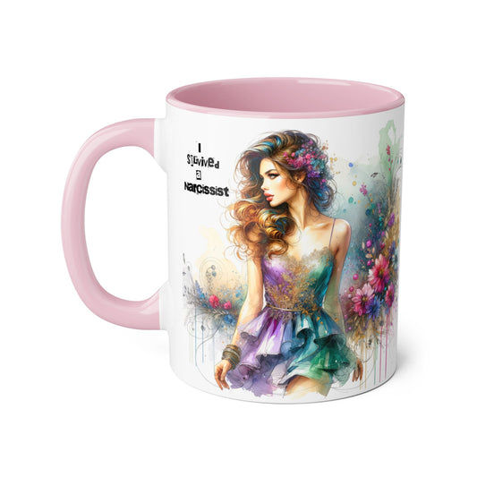 Artistic Accent Mug, Affirmation Coffee Cup, Flower Design Drinkware, Unique Gift for Her, Colorful Home Decor