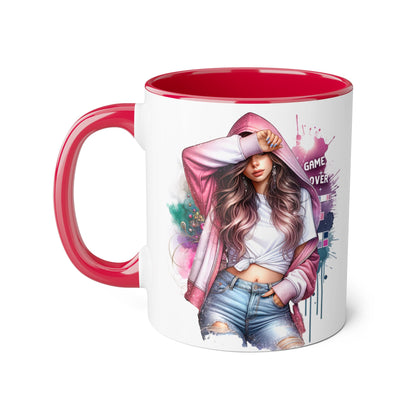Chic Game Over Accent Mug - Stylish Coffee Cup for Gamers, Perfect Gift for Birthdays, Holidays, and Everyday Use