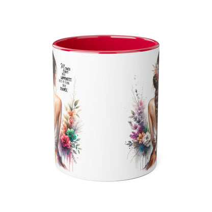 Money Can't Buy Happiness But It Can Buy Divorce Humoristic Inspirational Accent Mug, 11oz Coffee Cup for Women, Gift for Her, Floral Design, Motivational Quote Mug, Birthday Gift