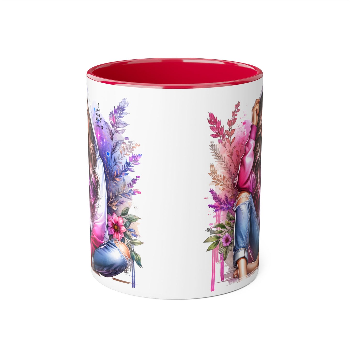 I Can Buy Myself Flowers Chic Floral Accent Mug, Unique Coffee Cup for Women, Gift for Her, Artful Tea Cup, Birthday Mug, Cozy Coffee Drinkware