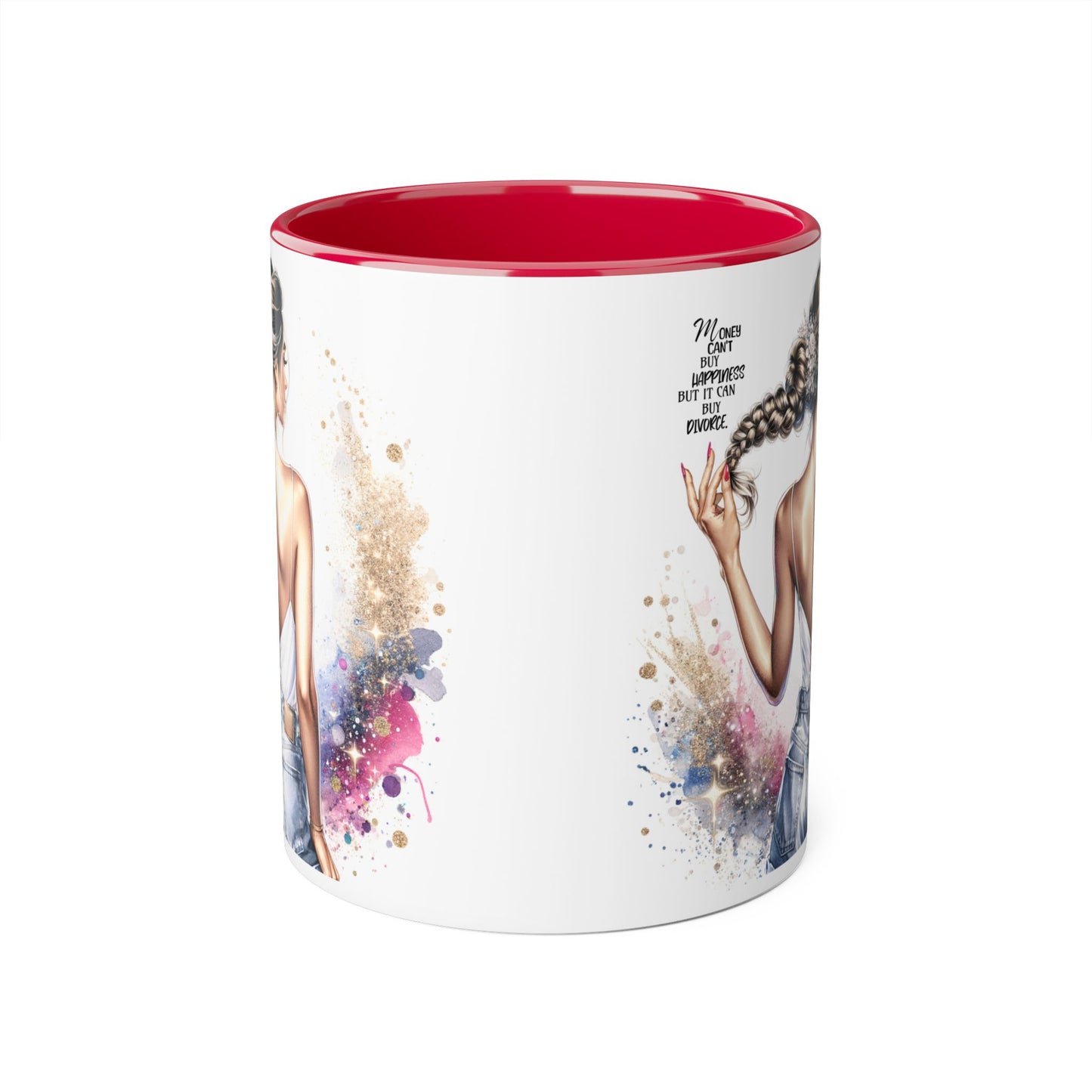 Money Can't Buy Happiness But It Can Buy Divorce Humoristic Inspirational Accent Mug, 11oz Coffee Cup, Unique Gifts, Motivational Drinkware, Home Office Decor