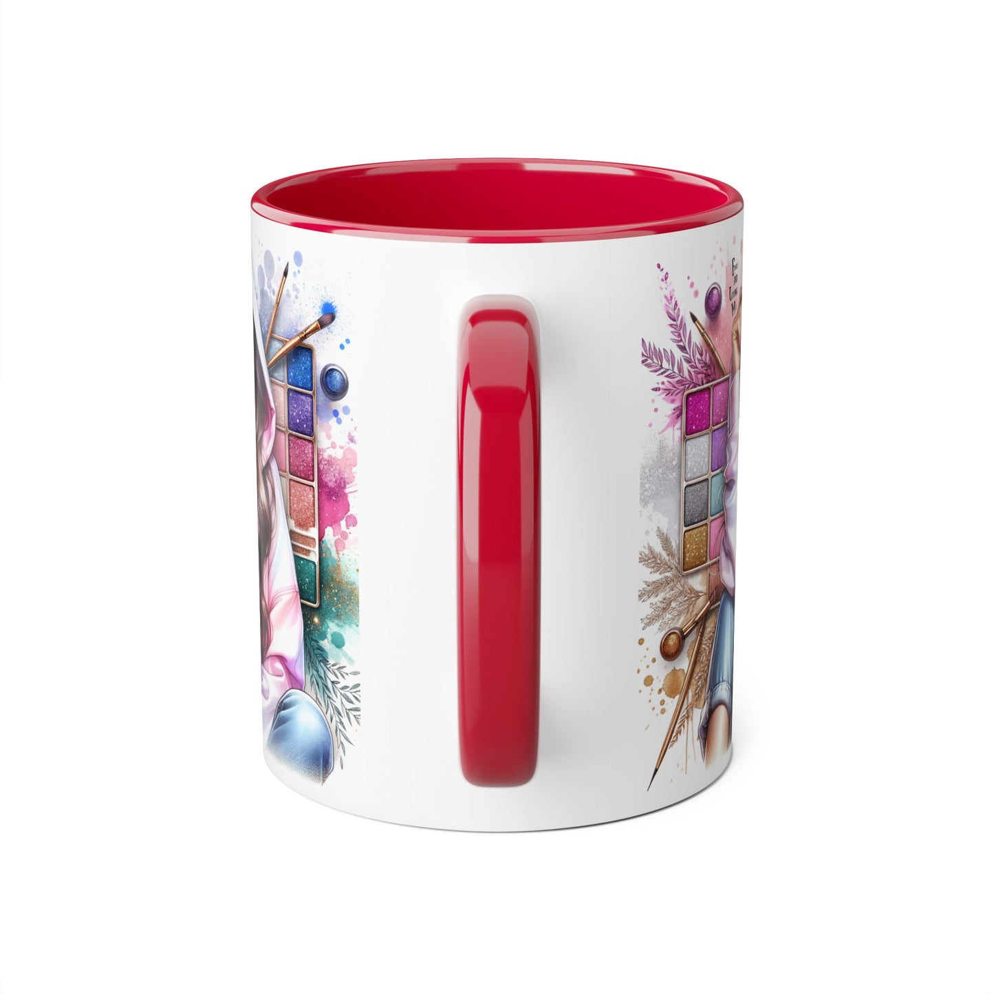 Free and Loving Me Artistic Accent Mugs, Fashionista Gift, Makeup Artist Coffee Cup, Unique Artistic Mug, Stylish Beverage Container, Creative Decor