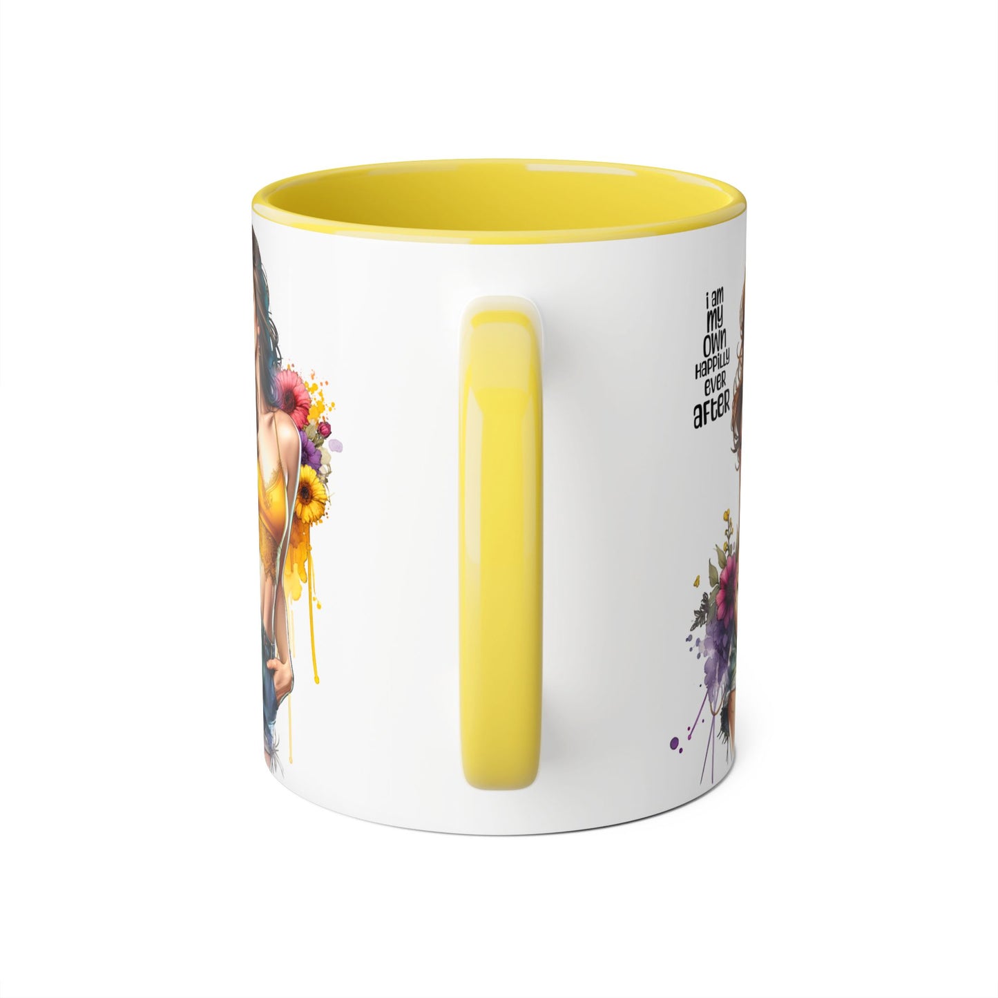 I Am My Own Happily Ever After Empowering Accent Mug, Inspirational Coffee Cup, Self-Love Gift, Vibrant Artwork Mug, Unique Floral Design, Cute Kitchen Decor